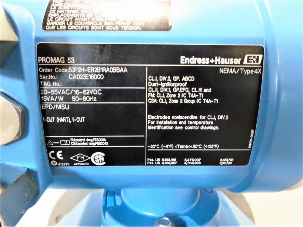 Endress Hauser ProMag 53P 8" 150# SS Magnetic Flow Meter 53P2H-ER2B1RA0BBAA